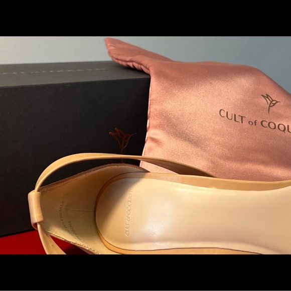 Cult Of Coquette, Pegah Nude Vegan Leather Bow Heels - 8 - Picture 5 of 7